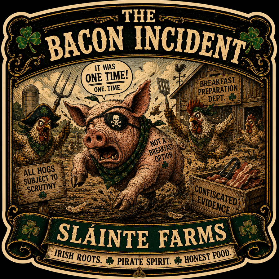 Bacon Incident B Sláinte Farms die-cut sticker