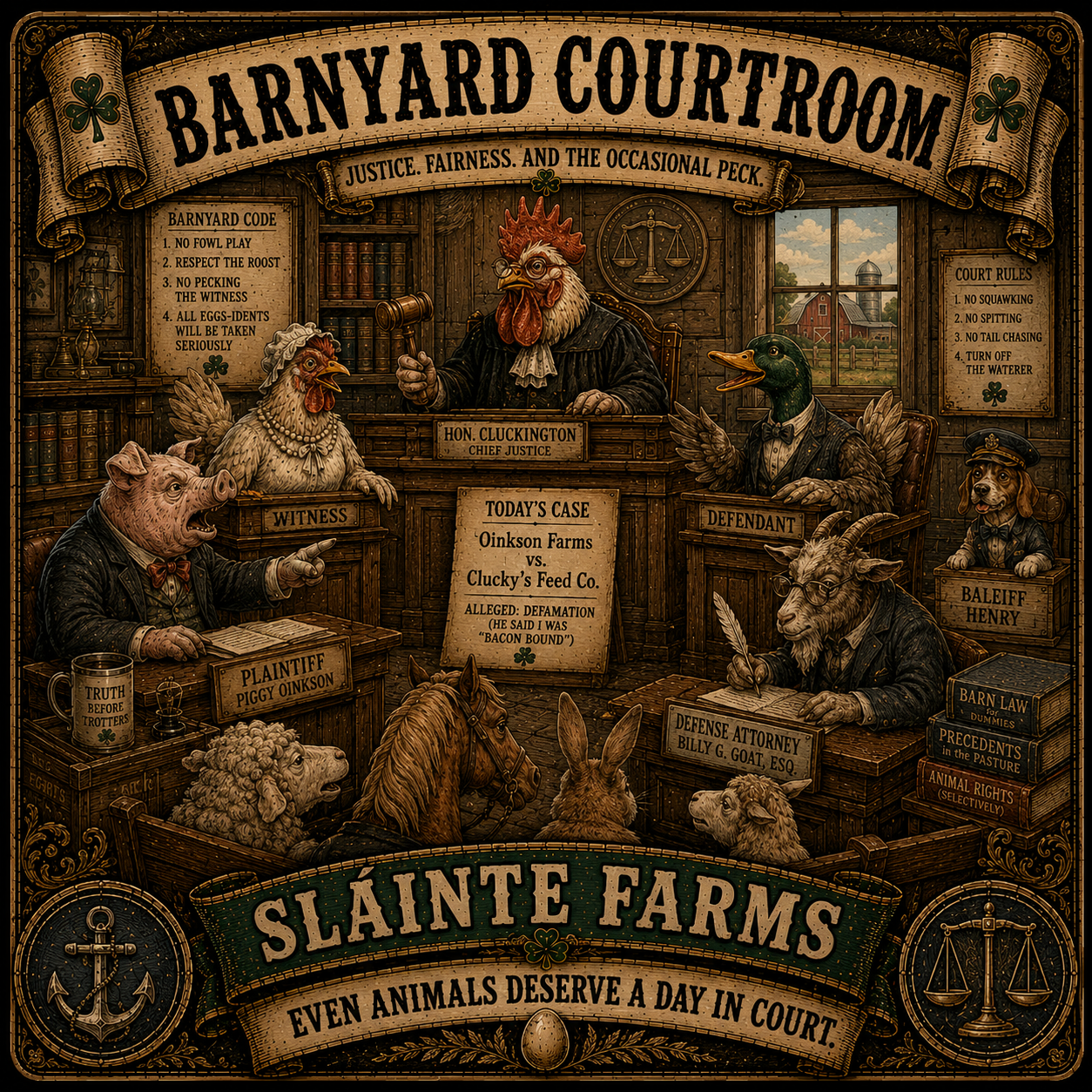 Barnyard Courtroom B Sláinte Farms die-cut sticker