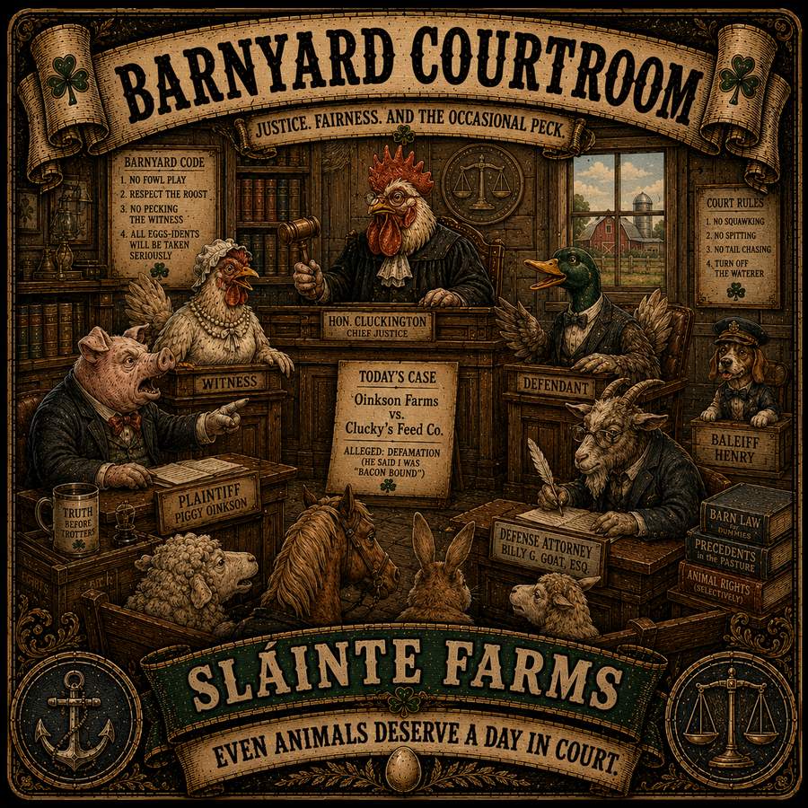 Barnyard Courtroom B Sláinte Farms die-cut sticker