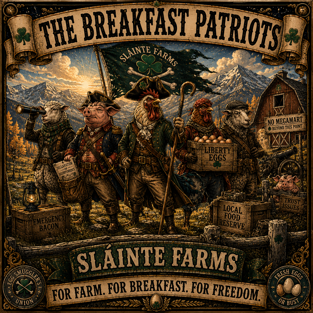 Breakfast Patriots Sláinte Farms die-cut sticker