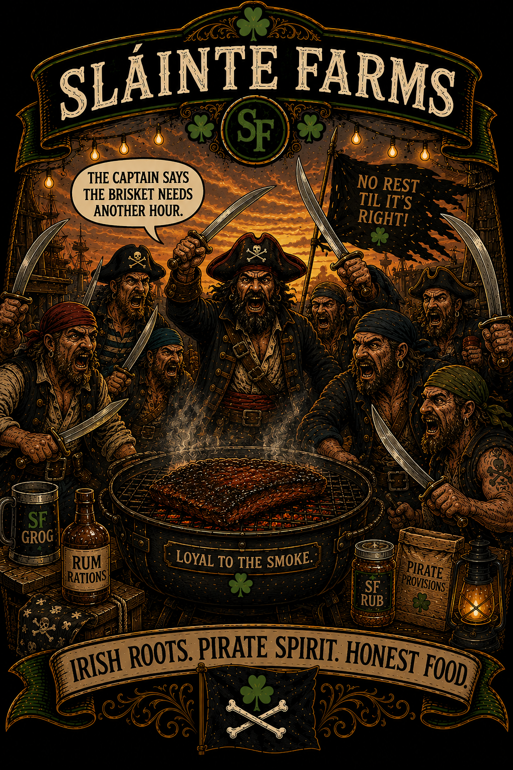 Brisket Mutiny BBQ Apron | Smugglers & Pirates Collection | Sláinte Farms