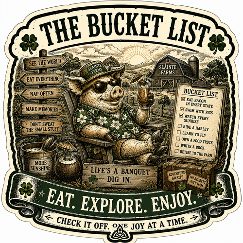Bucket List Sláinte Farms die-cut sticker