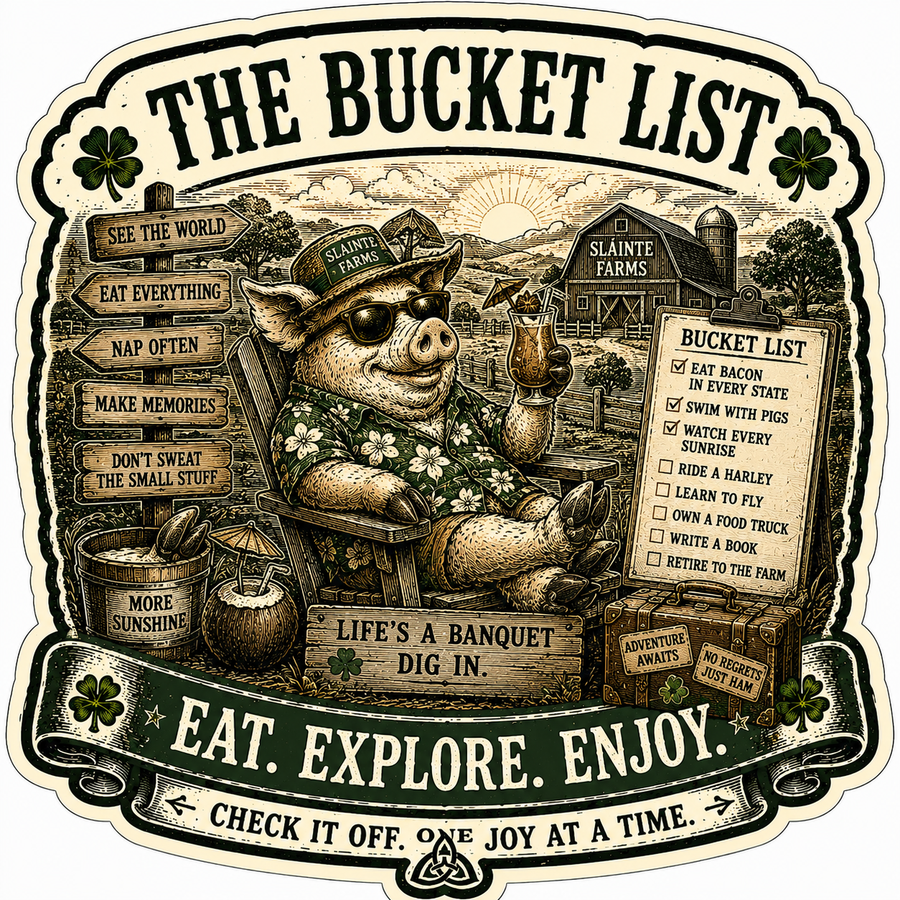 Bucket List Sláinte Farms die-cut sticker