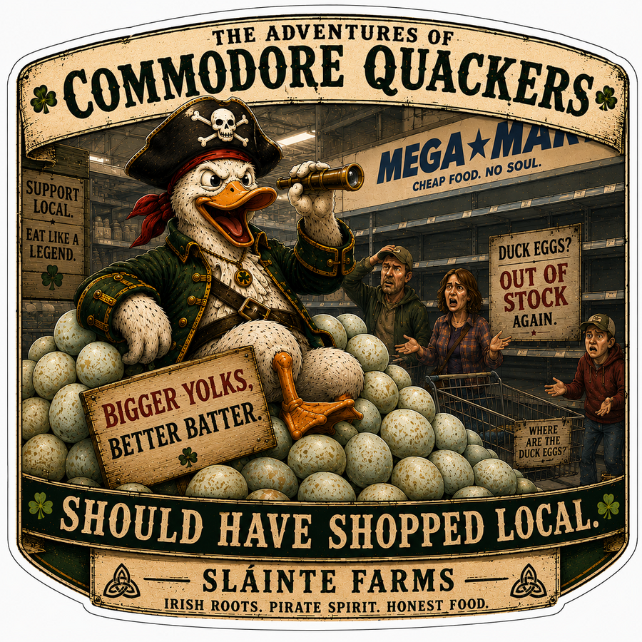 Commodore Quackers Sláinte Farms Egg Carton Exclusives die-cut sticker