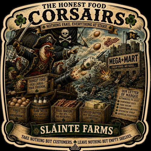 Corsairs of Honest Food Sláinte Farms die-cut sticker