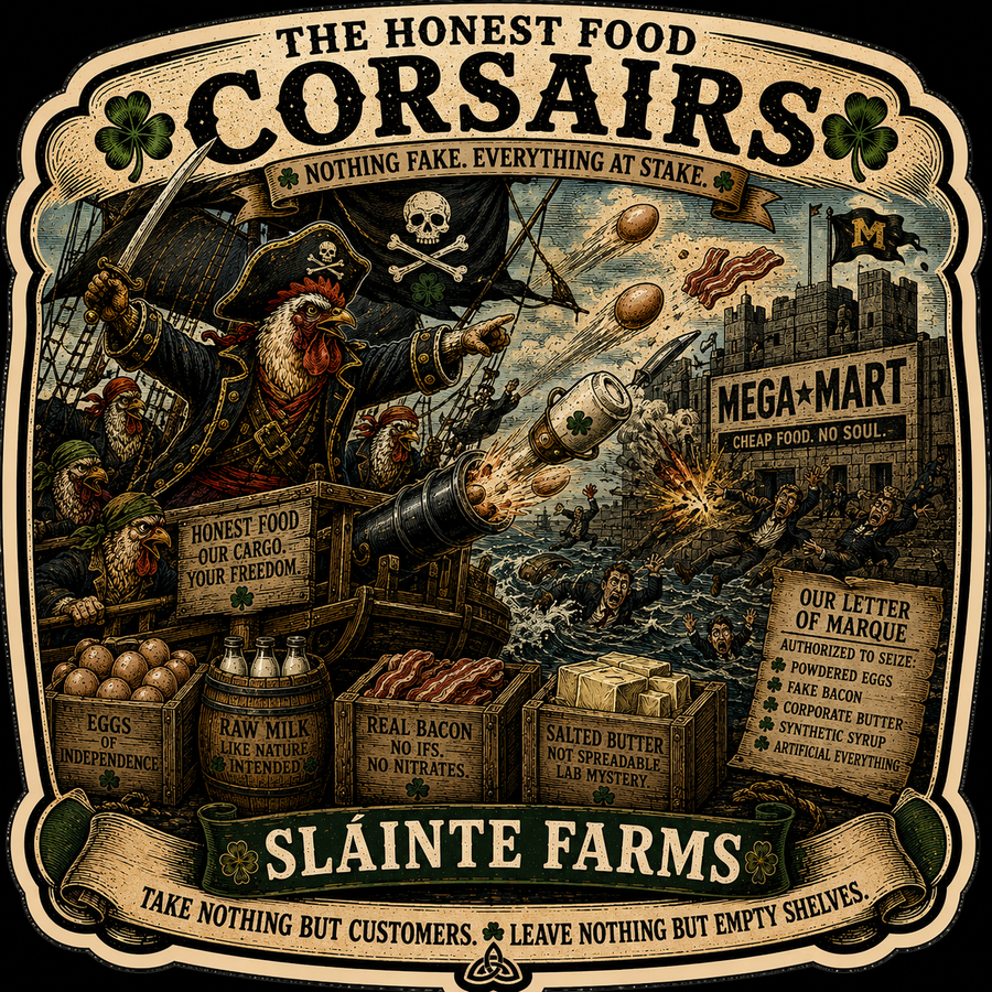 Corsairs of Honest Food Sláinte Farms die-cut sticker