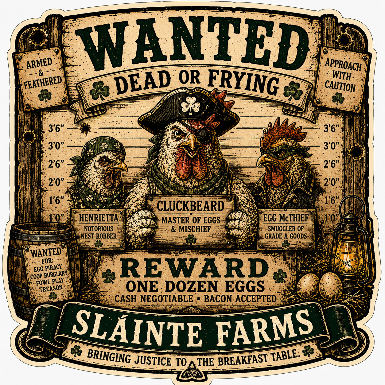 Dead or Frying Sláinte Farms die-cut sticker