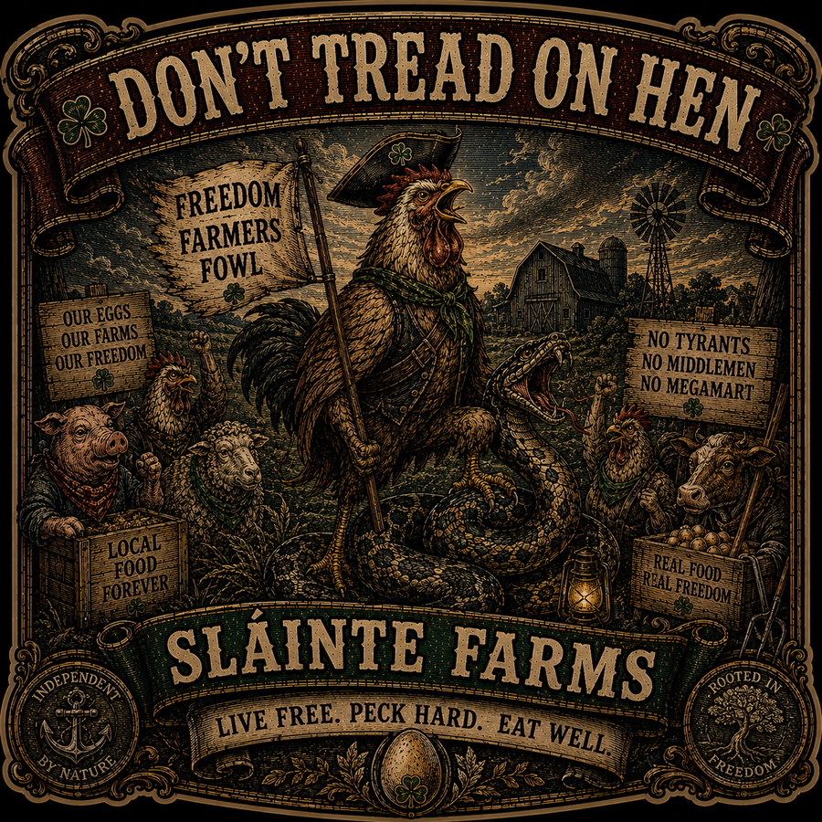 Don't Tread on Hen Sláinte Farms die-cut sticker