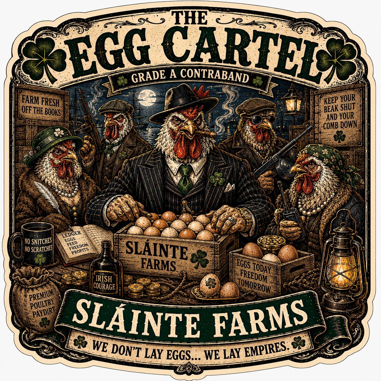 Egg Cartel A Sláinte Farms die-cut sticker