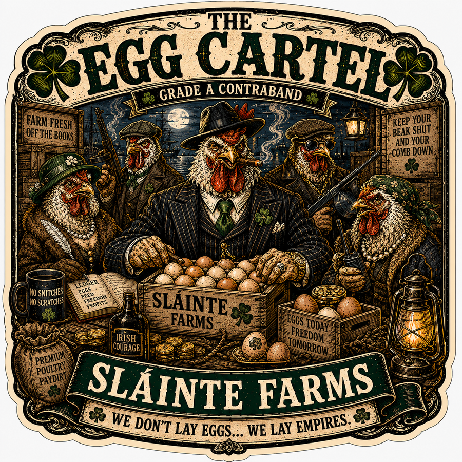 Egg Cartel A Sláinte Farms die-cut sticker