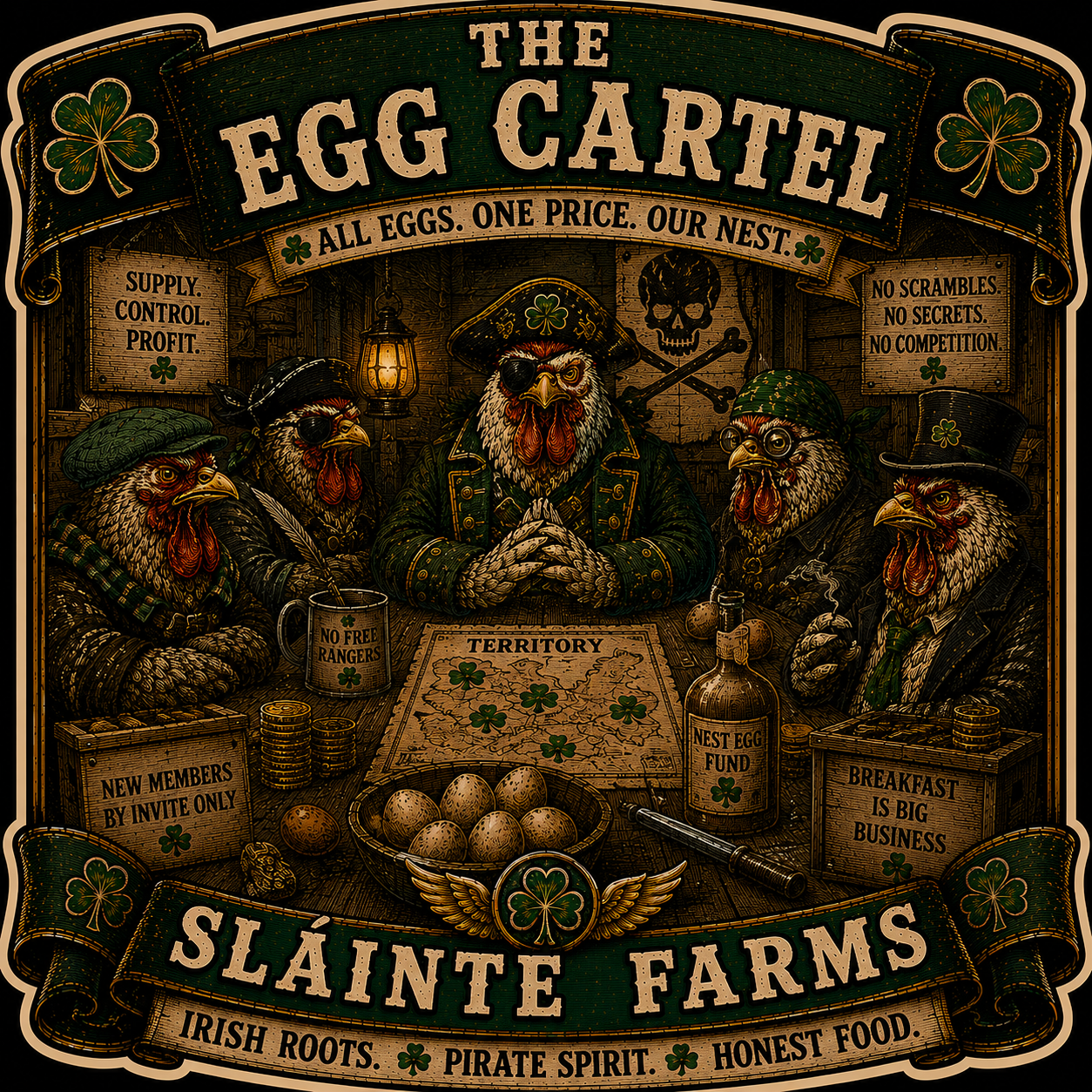 Egg Cartel C Sláinte Farms die-cut sticker