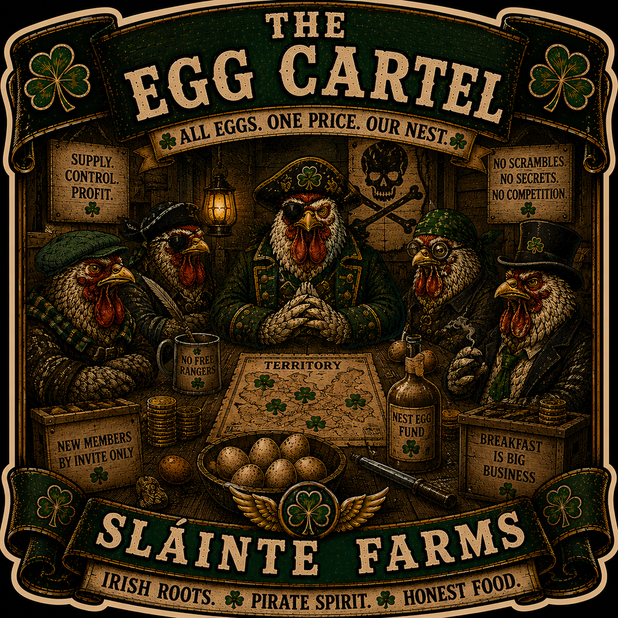 Egg Cartel C Sláinte Farms die-cut sticker