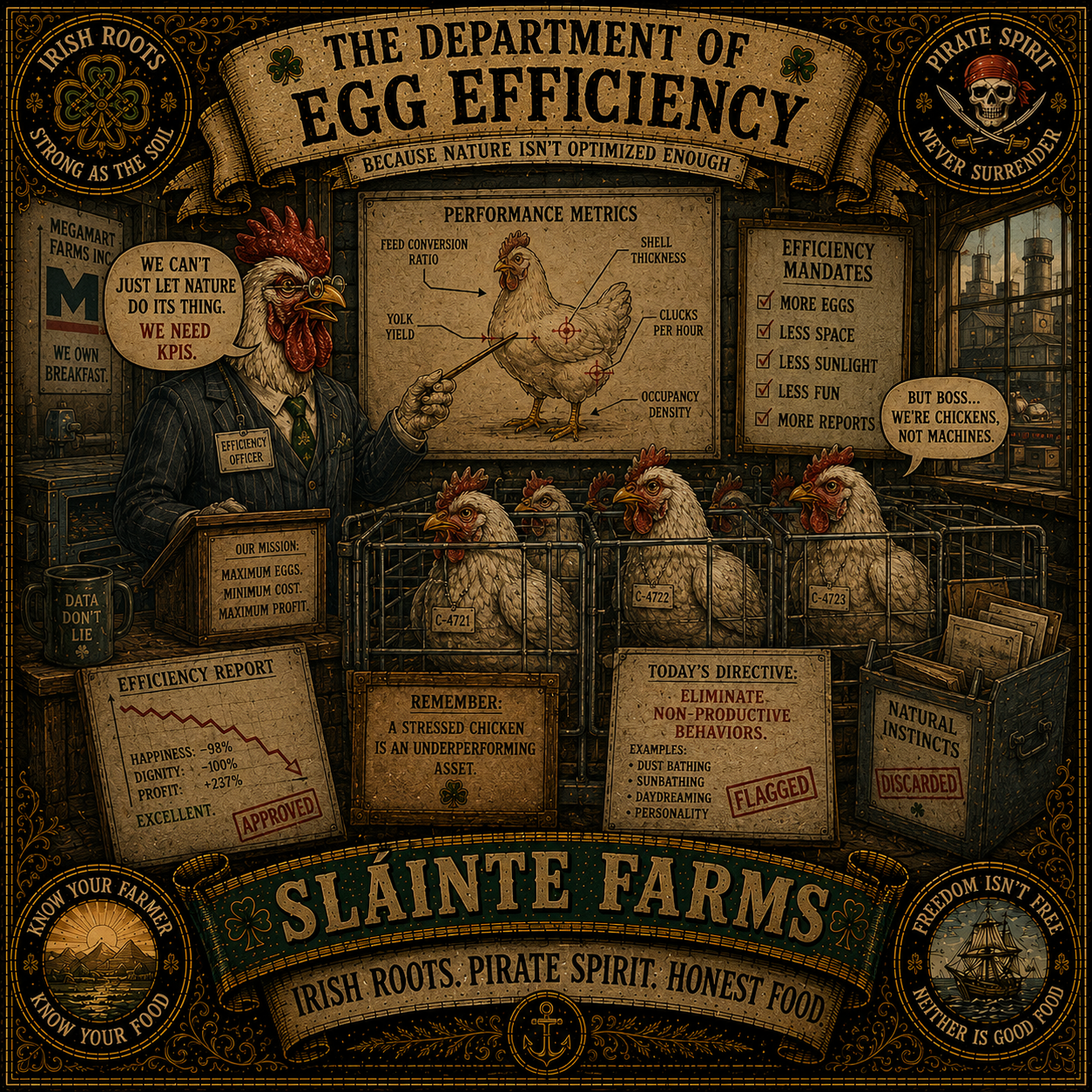 Egg Efficiency Sláinte Farms die-cut sticker