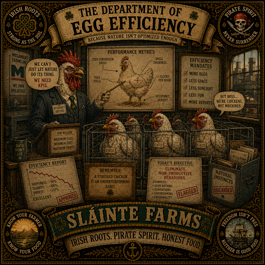 Egg Efficiency Sláinte Farms die-cut sticker
