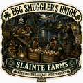 Egg Smugglers Union Sláinte Farms die-cut sticker