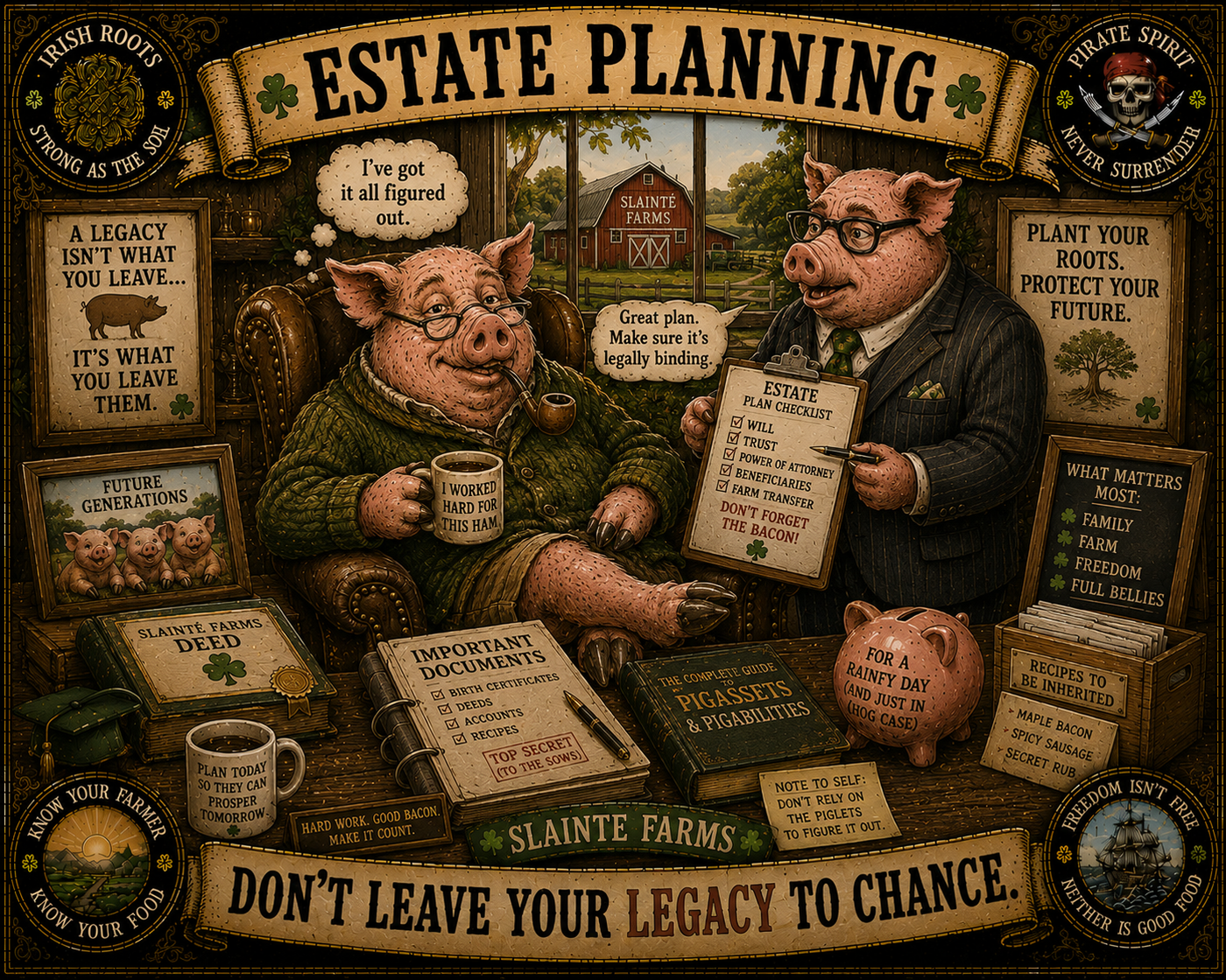 Estate Planning Sláinte Farms die-cut sticker