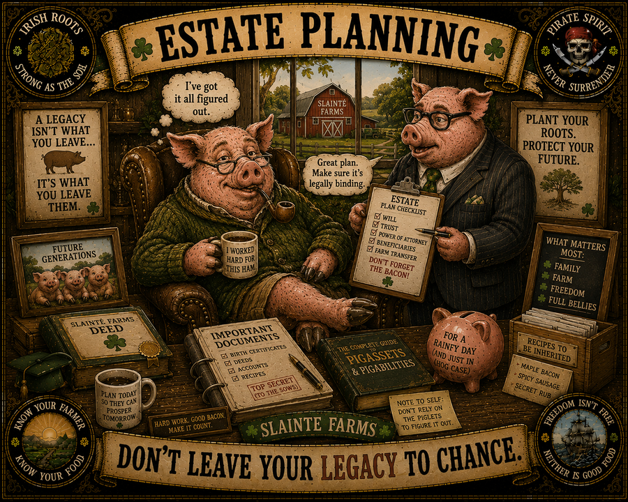 Estate Planning Sláinte Farms die-cut sticker