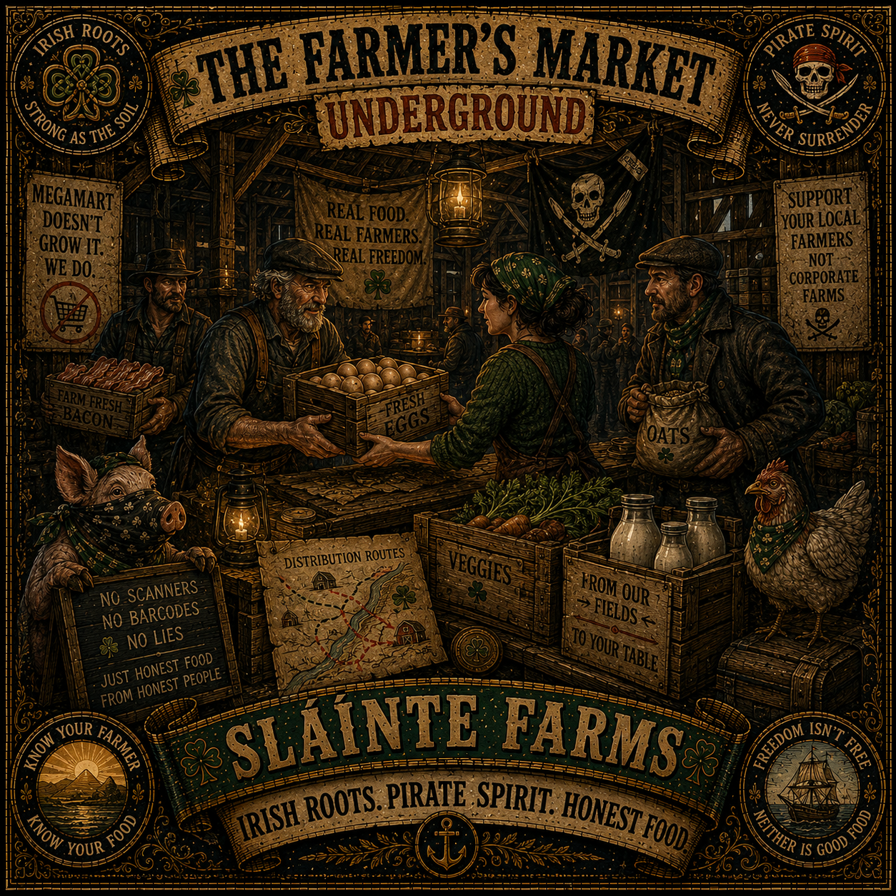 Farm Market Underground Sláinte Farms die-cut sticker
