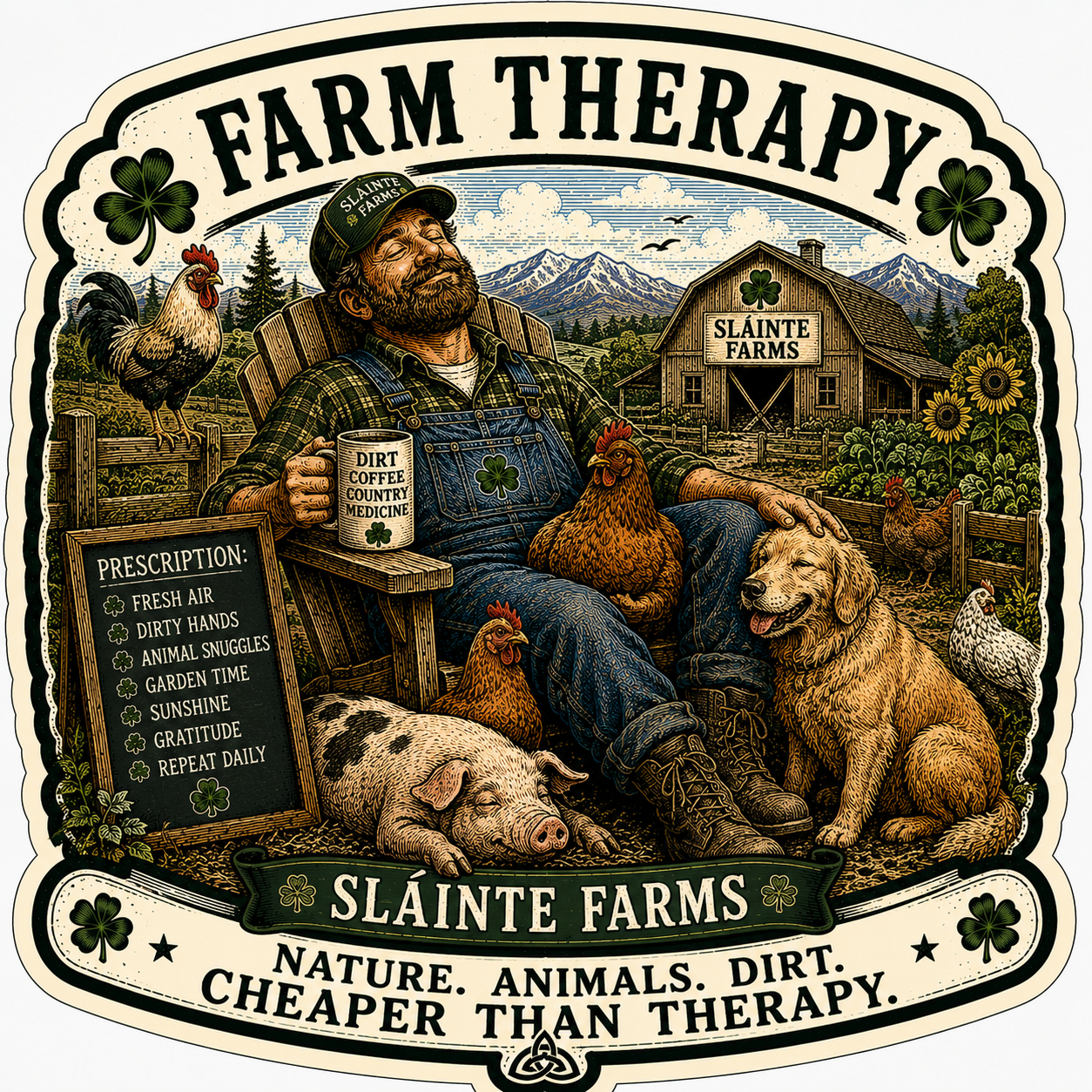 Farm Therapy Sláinte Farms die-cut sticker