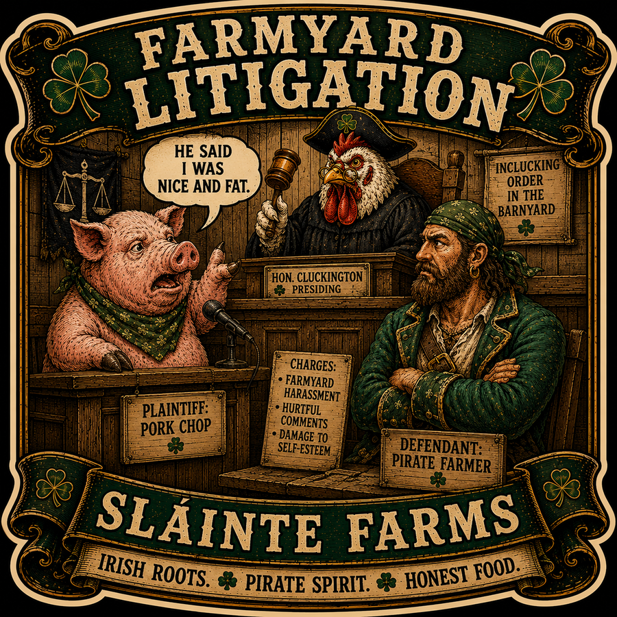 Farmyard Litigation Sláinte Farms die-cut sticker