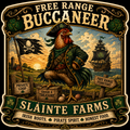 Free Range Buccaneer Sláinte Farms die-cut sticker