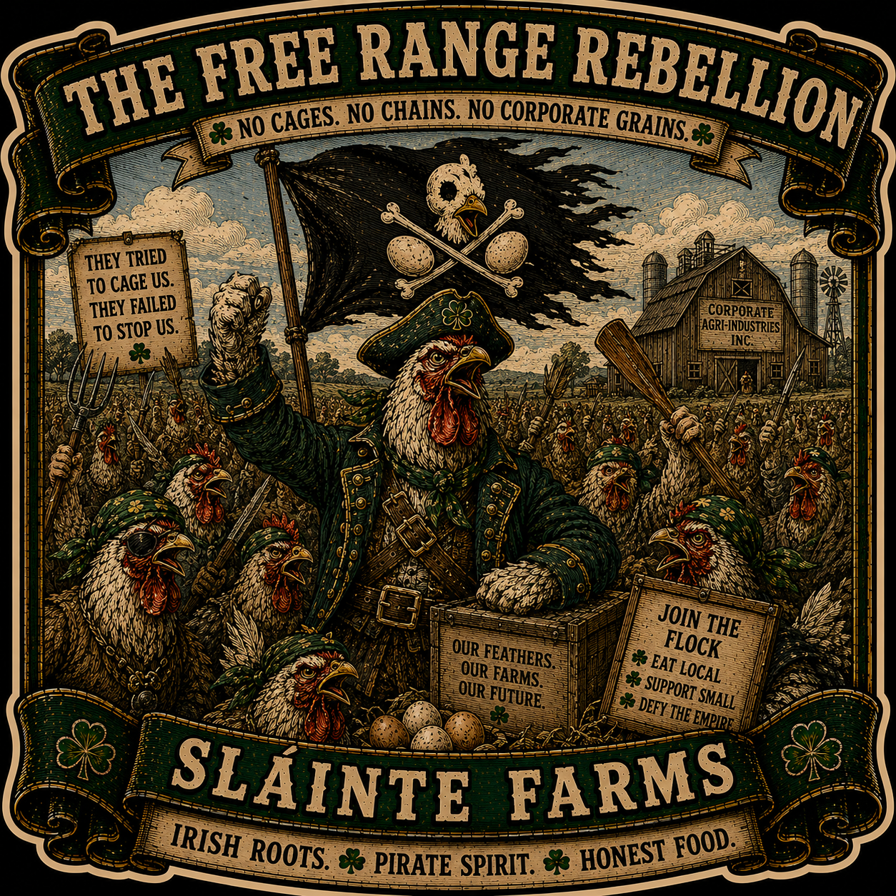 Free Range Rebellion #2 Sláinte Farms die-cut sticker