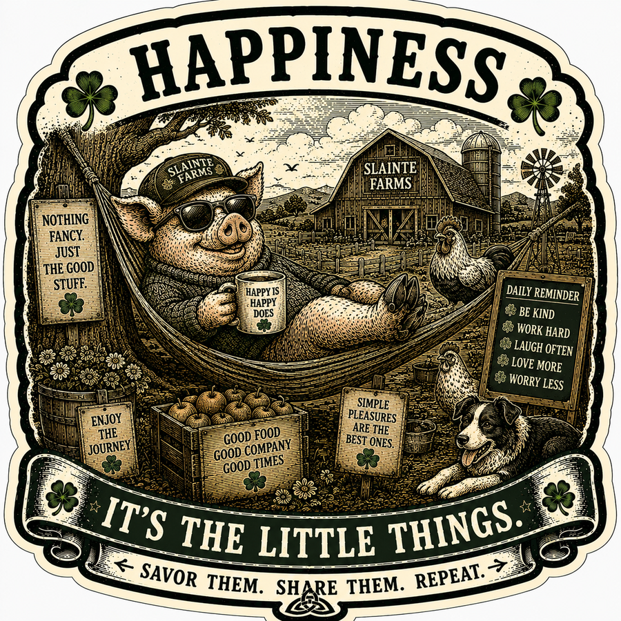 Happiness Sláinte Farms die-cut sticker