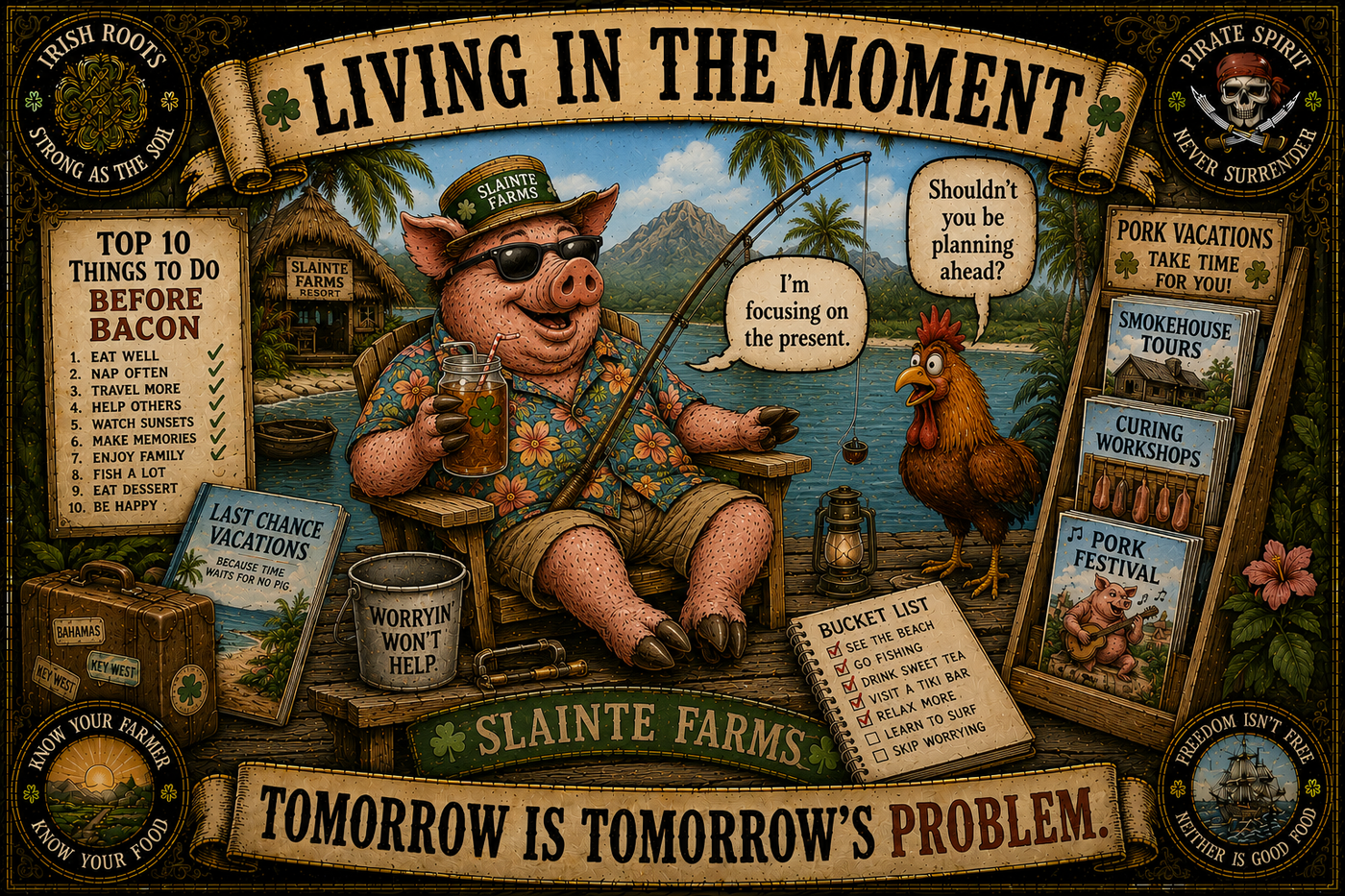 Living in the Moment Sláinte Farms die-cut sticker