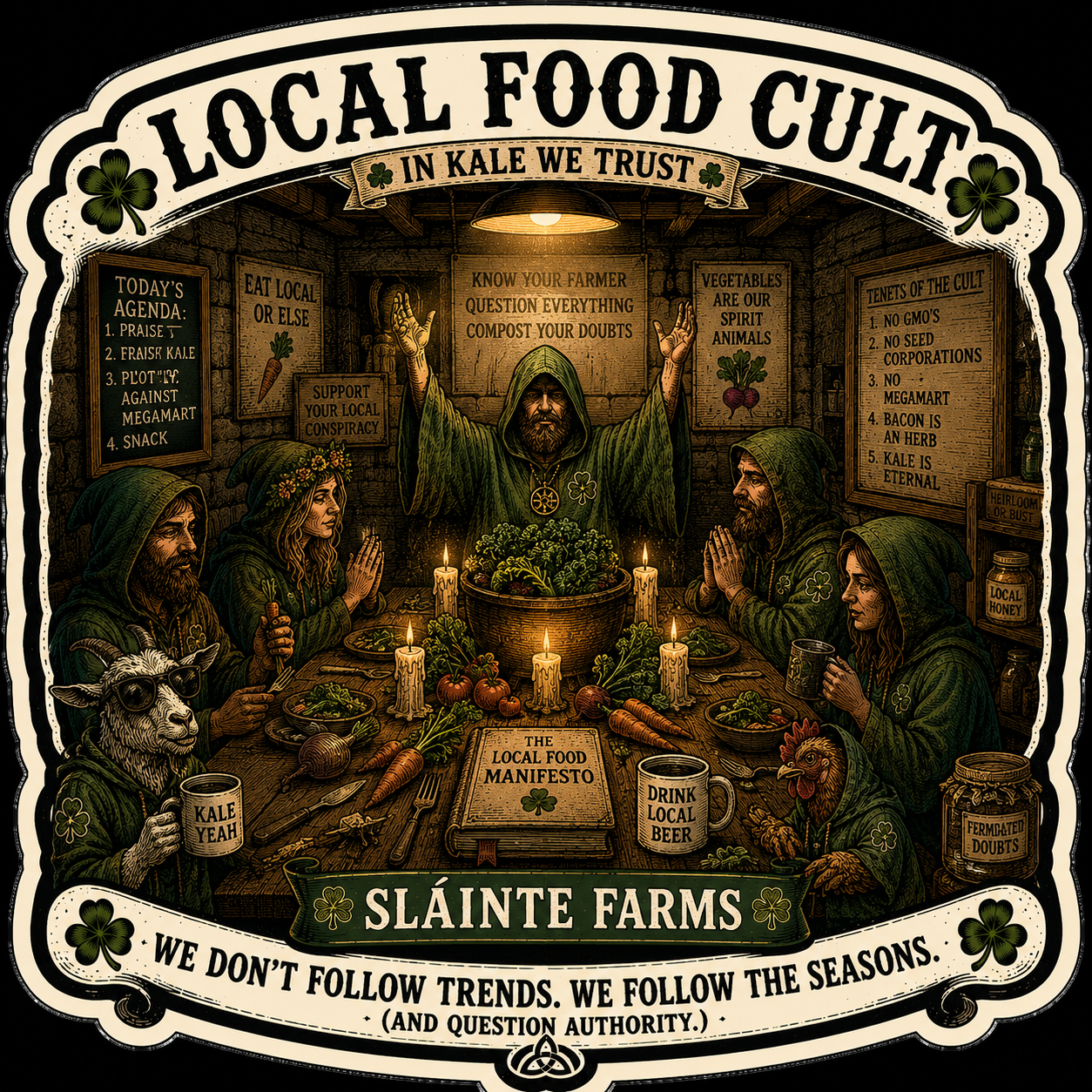 Local Food Cult Sláinte Farms die-cut sticker