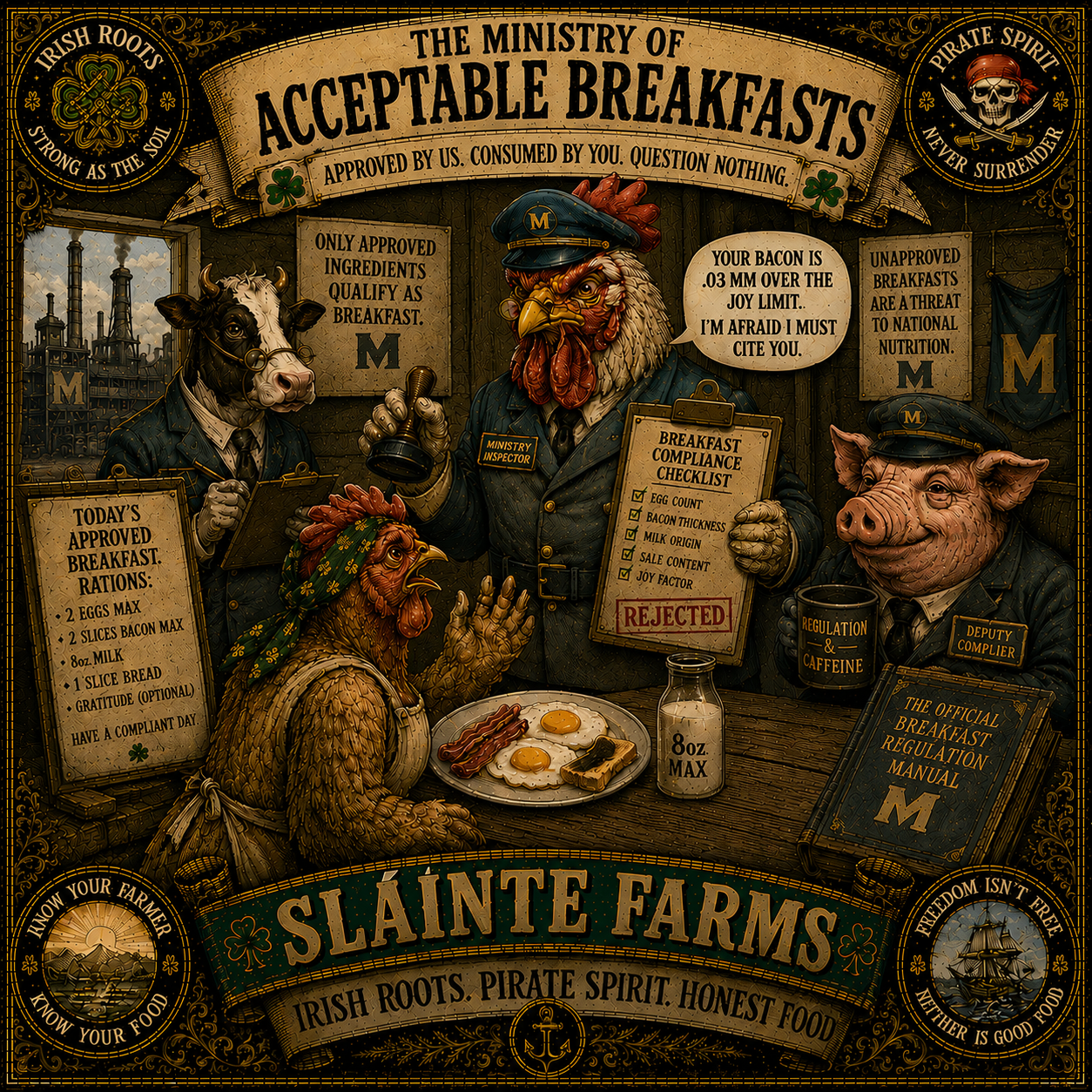 MegaMart Approved Breakfast Sláinte Farms die-cut sticker