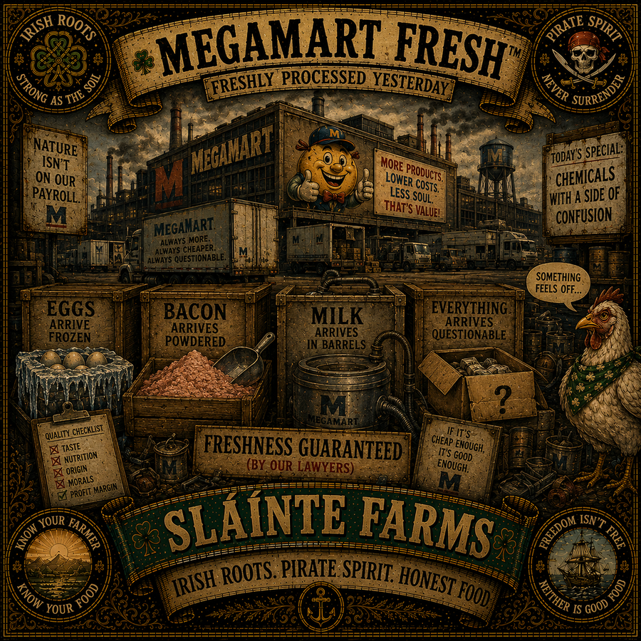 MegaMart Fresh Sláinte Farms die-cut sticker