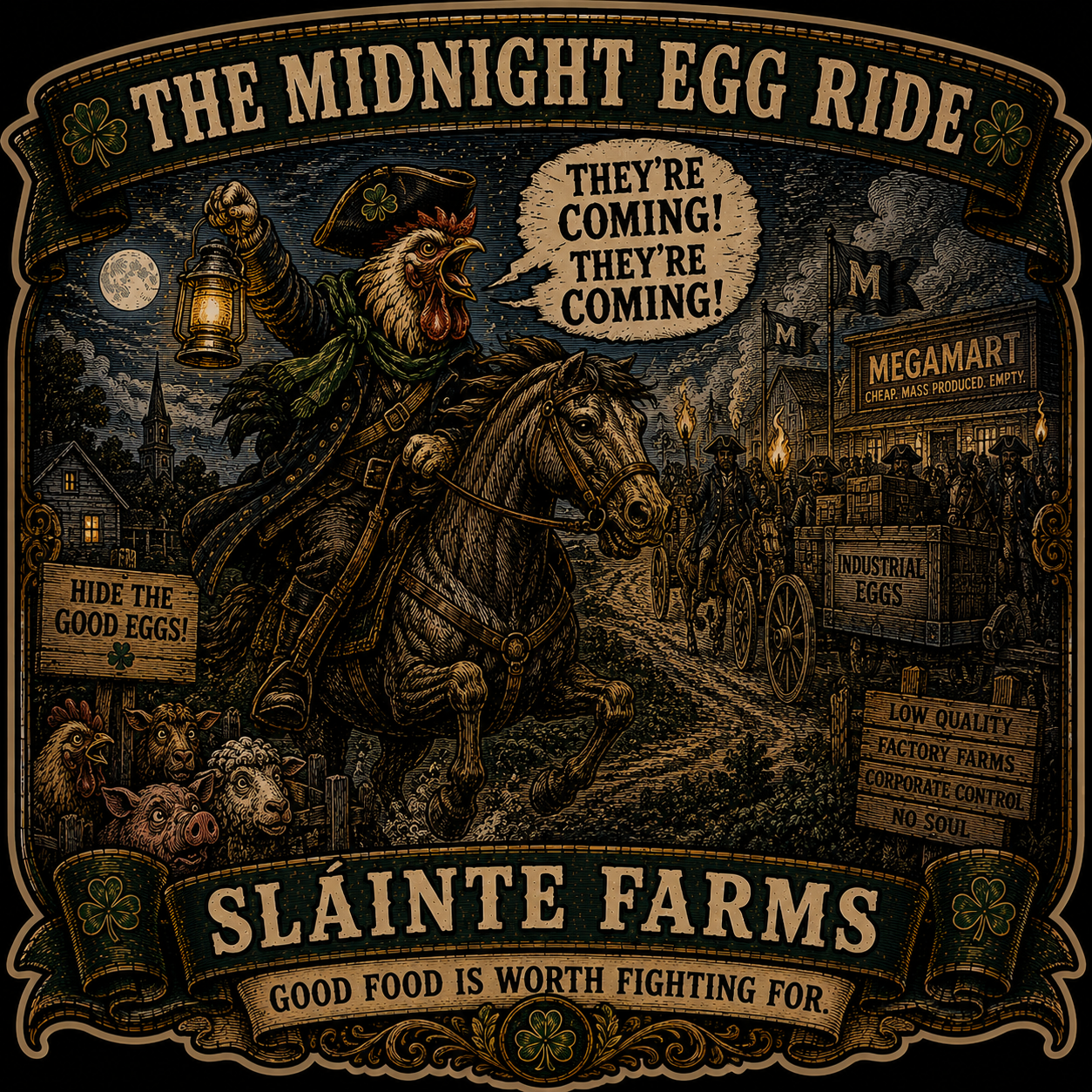 Midnight Egg Ride Sláinte Farms die-cut sticker