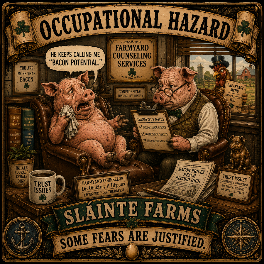 Occupational Hazard Sláinte Farms die-cut sticker