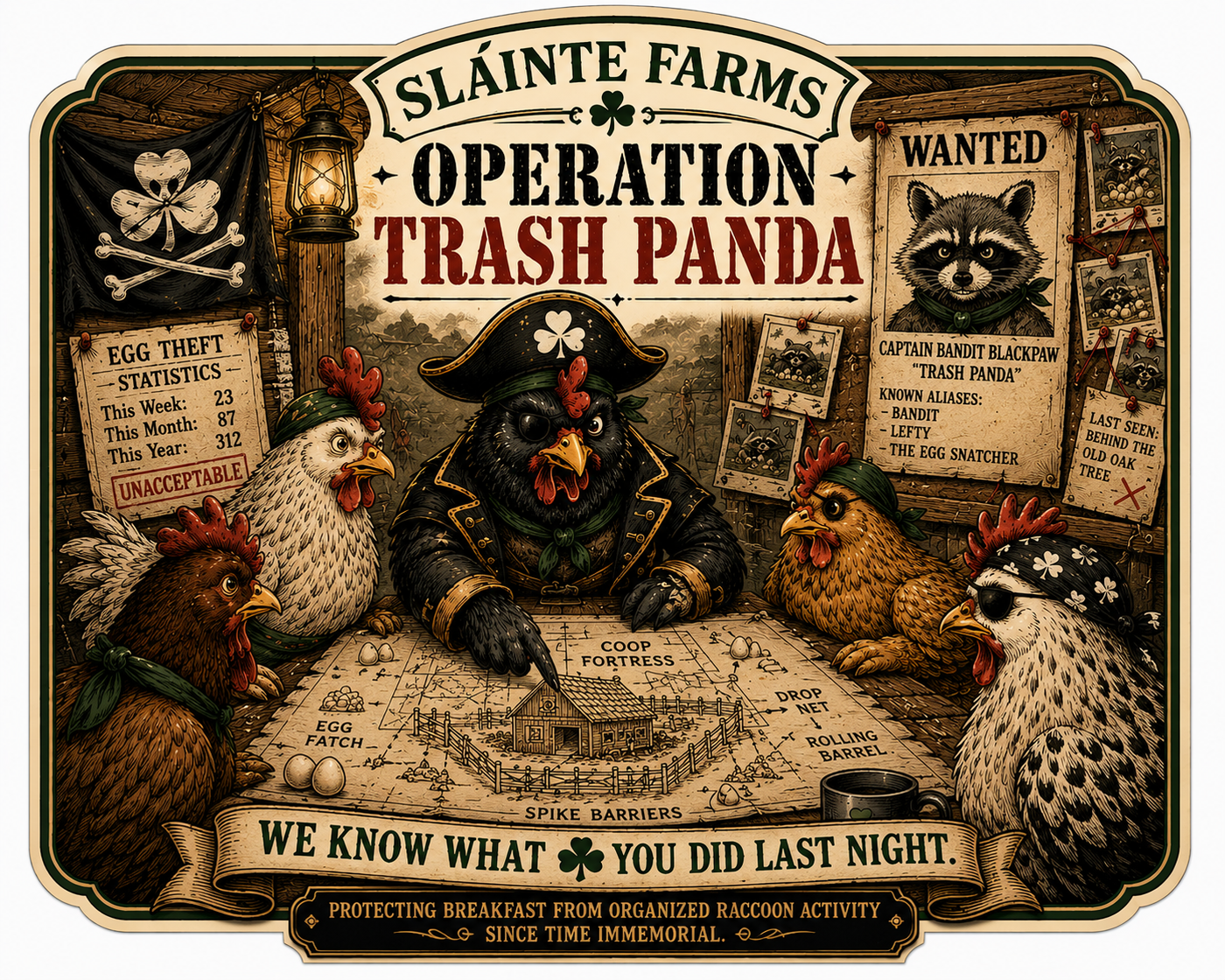 Operation Trash Panda Sláinte Farms Egg Carton Exclusives die-cut sticker