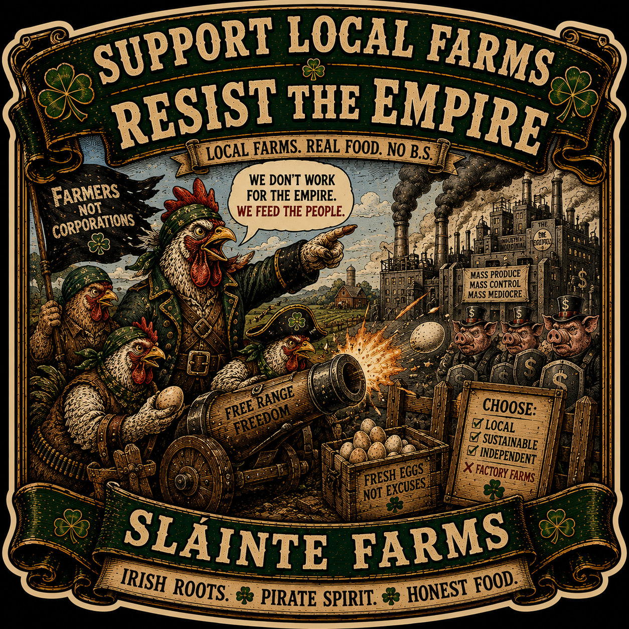 Resist the Empire Sláinte Farms die-cut sticker