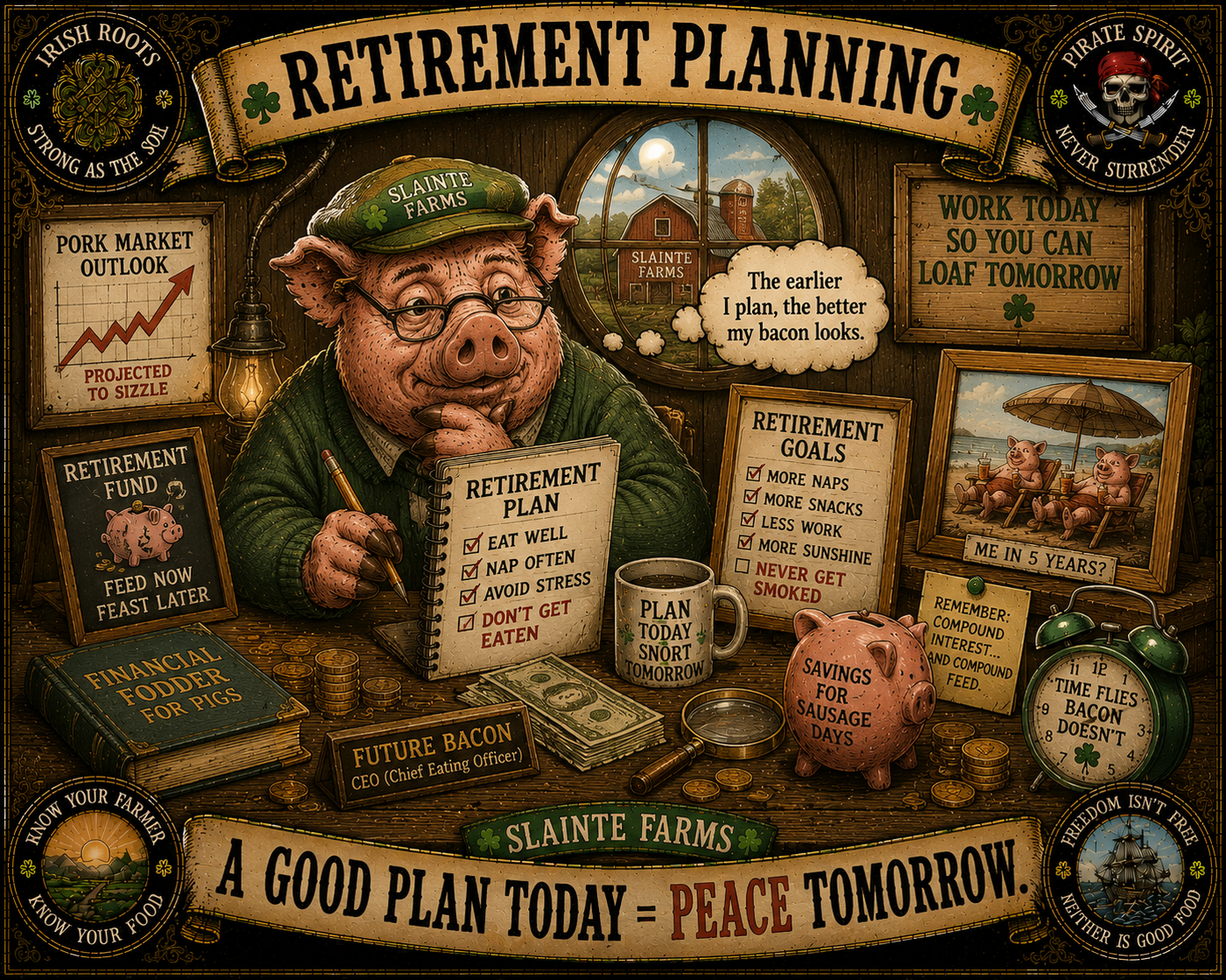 Retirement Planning Sláinte Farms die-cut sticker