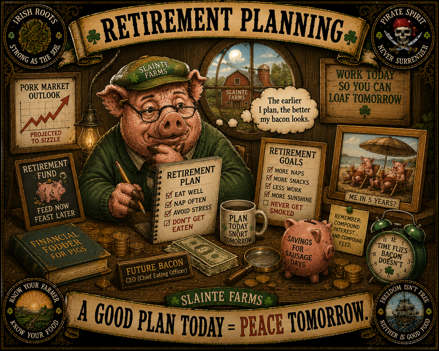 Retirement Planning Sláinte Farms die-cut sticker
