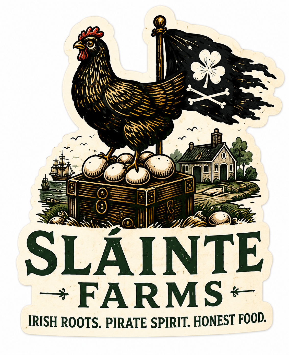 Smuggler Hen Sticker #2 Sláinte Farms die-cut sticker