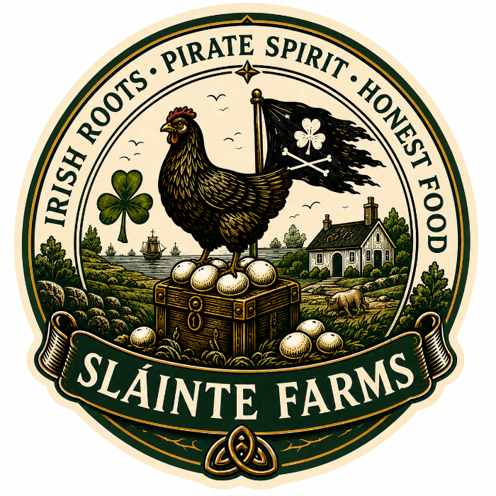 Smuggler Hen and Farm #3 Sláinte Farms die-cut sticker