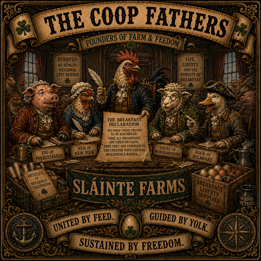 The Coop Fathers Sláinte Farms die-cut sticker