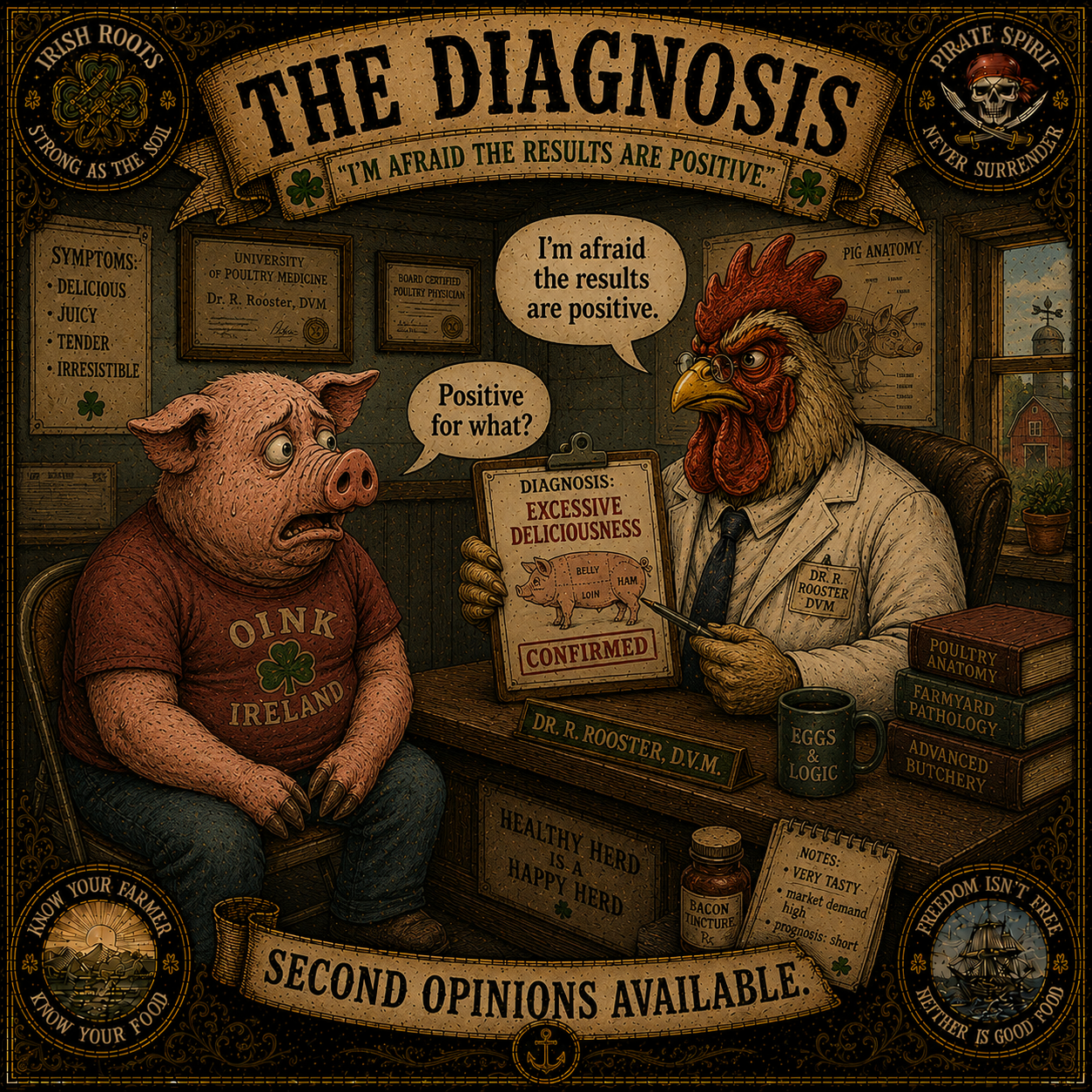 The Diagnosis Sláinte Farms die-cut sticker