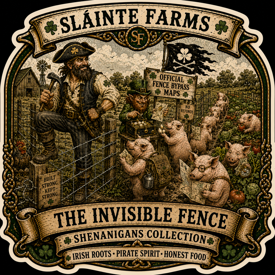 The Invisible Fence Sláinte Farms die-cut sticker