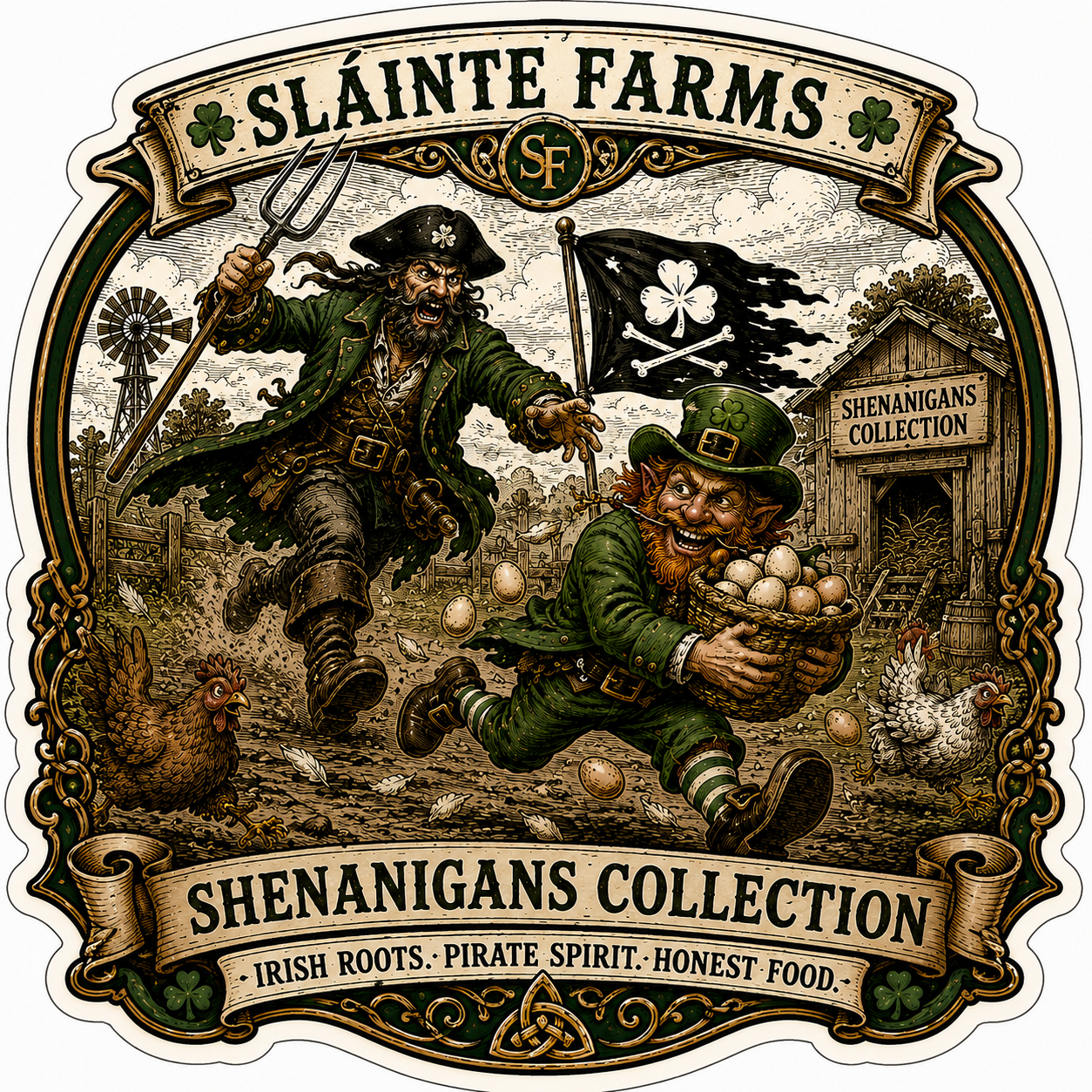 The Irish Exit Sláinte Farms die-cut sticker