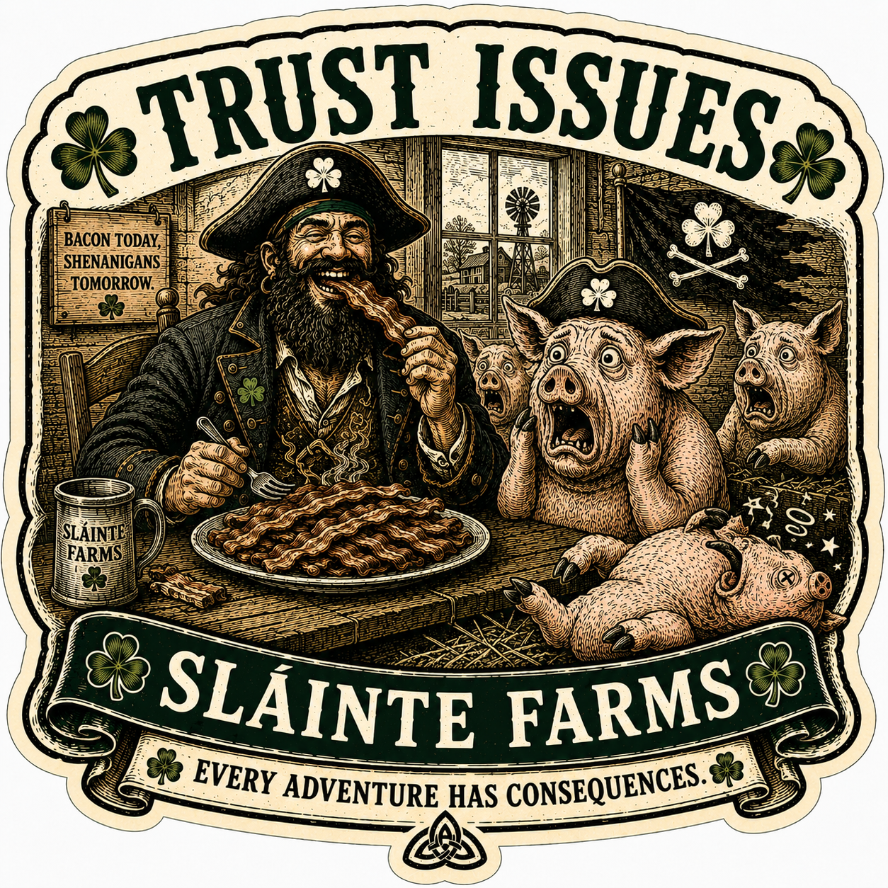Trust Issues Sláinte Farms die-cut sticker